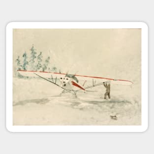 Taking off in a blizzard. Original Painting Sticker